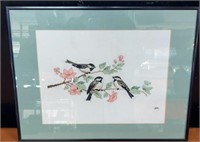 Vintage Framed Bird Cross Stitch