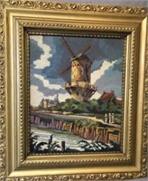Needle Point Art - Windmill Landscape