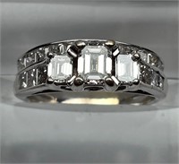 4ctw Art Deco 18K Gold Diamond Engagement Ring Set