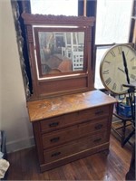 Antique Wooden 3 Drawer Dresser with Mirror