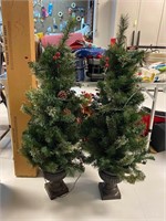 Pair Light Up Christmas Trees