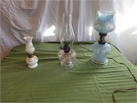 3 decorative lamps(8”&12” kerosene-12” plug-in)