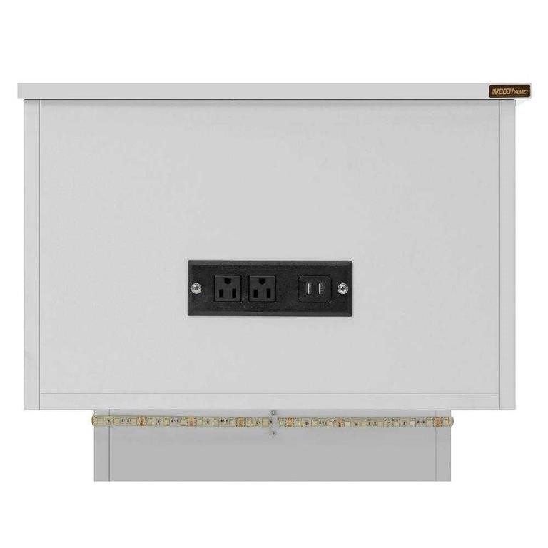 39.37 in. White Rectangle MDF LED Lift Top Coffee