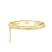 14K Gold Pl Sterling Diamond- Cut Bangle Bracelet