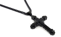 Stainless Steel Black Cross Pendant Chain Necklace