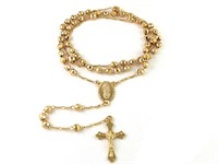 18K Gold Plated 24" Rosary Jesus Charm Necklace