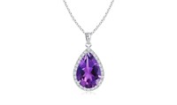 Genuine 4Ct Amethyst Pendant Necklace