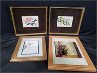 Asian flower prints - framed