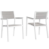 Modway Maine Aluminum Outdoor Patio Two Arm Chairs
