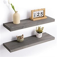 Axeman 24 Inch Grey Wood Floating Shelves for