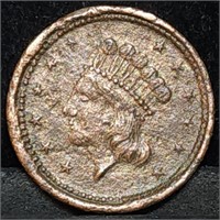 Our Navy Indian Princess Head Civil War Token