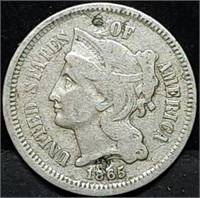 1865 Three Cent Nickel Plugged