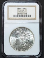 1887 Morgan Silver Dollar NGC MS63 Nice!