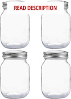 $13  16oz Clear Glass Mason Jars  Silver Lids  4PK
