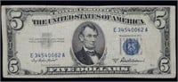 1953 A $5 Silver Certificate Nice Note