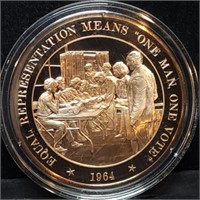 Franklin Mint 45mm Bronze US History Medal 1964