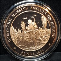 Franklin Mint 45mm Bronze US History Medal 1944