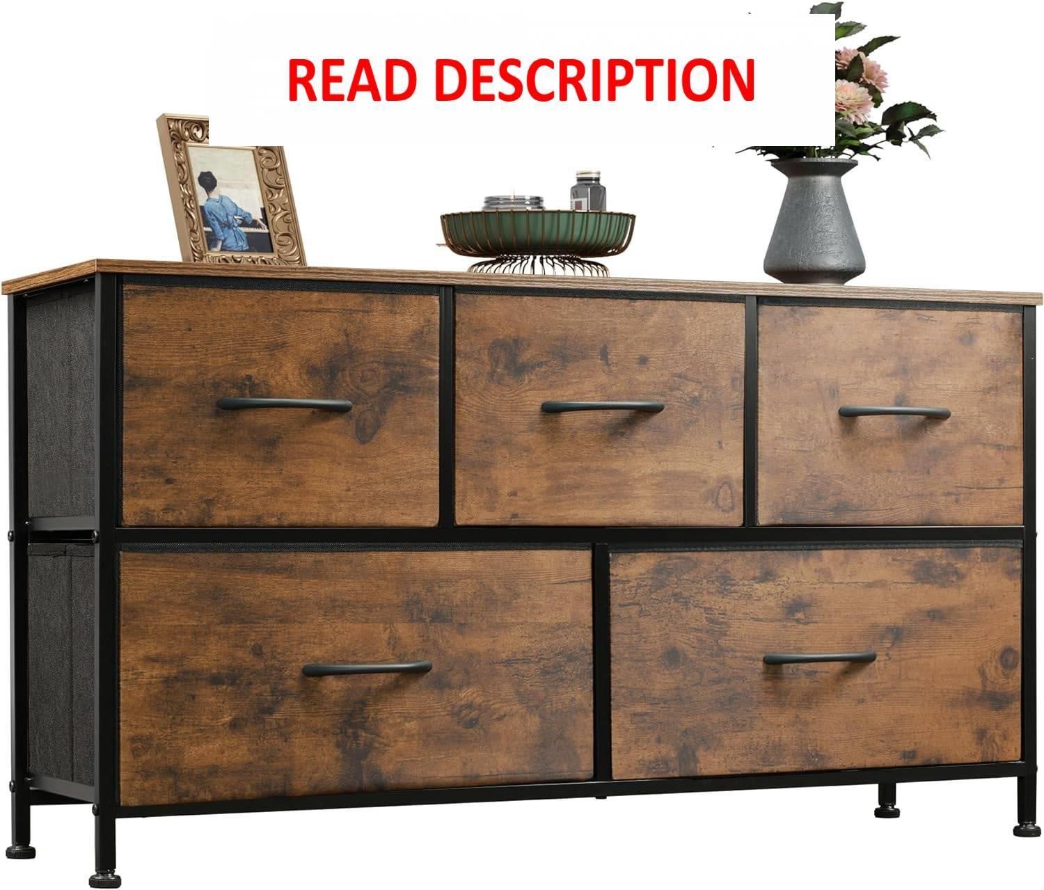 $56  WLIVE 5-Drawer Dresser  11.8Dx39.4Wx21.7H