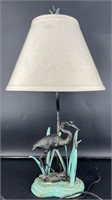 Metal Crane Lamp With Lighted Design Shade
