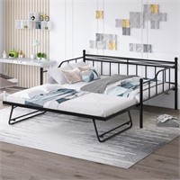 LUSPAZ Full Size Extendable Bed with Pop Up Trundl