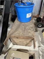 HOME MADE ICE CHEST AND TUB W/ VET TOOLS