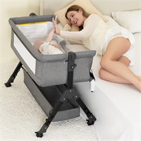 $110  3 in 1 Baby Bassinet  Bedside Sleeper (Grey)