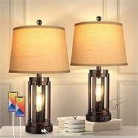 WIHTU Set of 2 Table Lamps with USB Ports, 3-Way