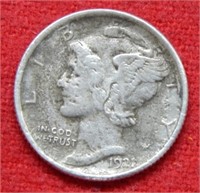 1921 D Mercury Silver Dime - - Grainy
