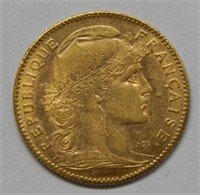 1912 French 10 Franc Gold Coin