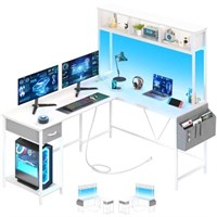 Yoobure L Shaped Desk Gaming Desk with LED Strip