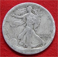 1916 S OBV Walking Liberty Silver Half Dollar