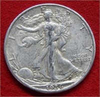 1936 D Walking Liberty Silver Half Dollar