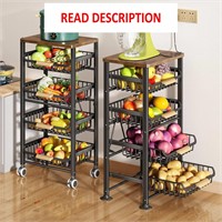 $60  SAYZH 5 Tier Pull-Out Fruit Basket  Black