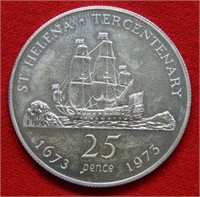 1973 St Helena Silver 25 Pence Commemorative