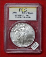 2005 American Eagle PCGS Gem BU 1 Ounce Silver