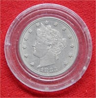 1883 Liberty V Nickel - No Cents in Plastic Capsul
