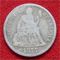 1875 CC Seated Liberty Silver Dime