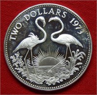 1973 Bahamas $2 Silver Proof Commem - Flamingo