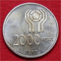 1977 Argentina Silver 2000 Pesos