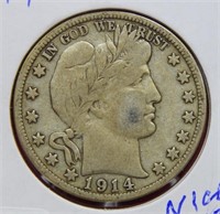 1914 S Barber Silver Half Dollar