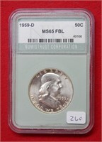 1959 D Franklin Silver Half Dollar   ***