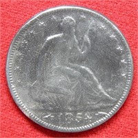1854 Seated Liberty Silver Half Dollar - Dented