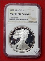 1992 S American Eagle NGC PF67 1 Ounce Silver