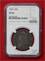 1825 Bust Silver Half Dollar NGC VF25