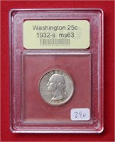 1932 S Washington Silver Quarter Key Date   ***