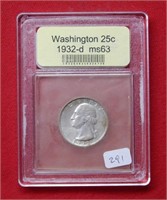 1932 D Washington Silver Quarter Key Date   ***