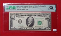 1969 $10 Federal Reserve Star Note PMG 35