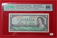 1954 Canada $1 Note PMG 66 EPQ Replacement
