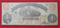 1862 $1 Virginia Treasury Note # 93025