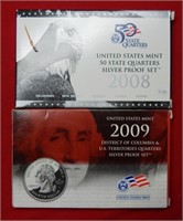 (2) US Mint Silver Proof Quarter Sets 2008 & 2009